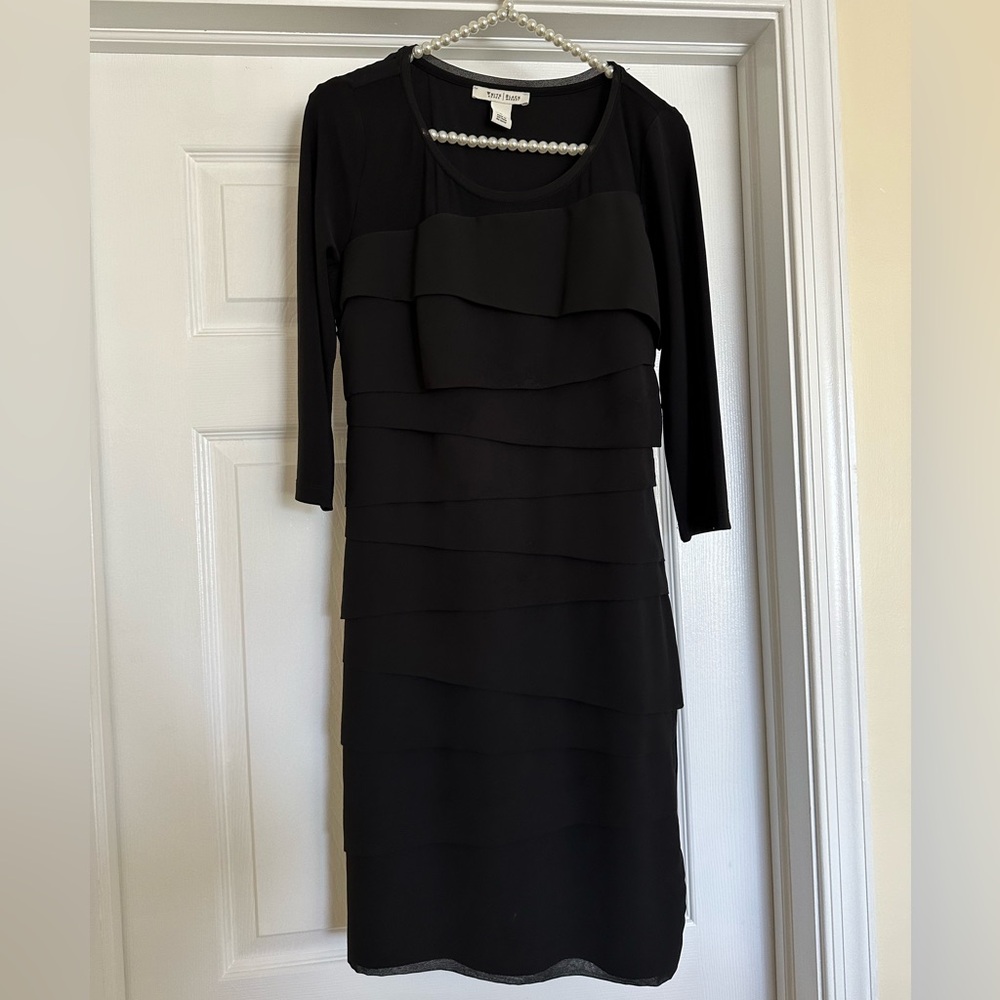 White House Black Market Ruffled Black Dress Size Small